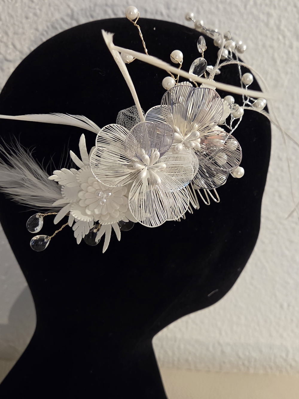 Delicate White Floral Bridal Hair Comb